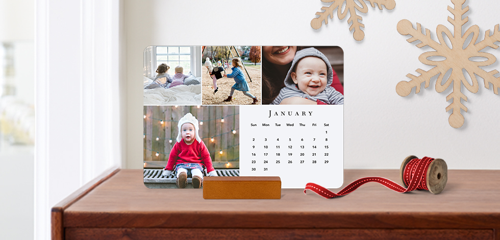 WOOD BLOCK DESK CALENDAR