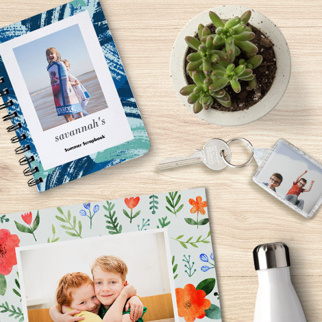 Customised spiral book, Photo Acrylic Keyring, bottle and other items