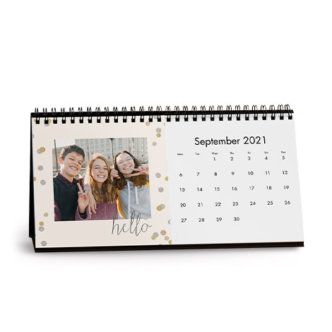 Silver and Gold Confetti Desk Calendar