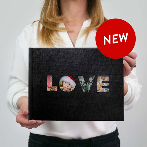 A4 LINEN HARDCOVER BOOK WITH LOVE CUT-OUT