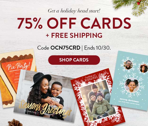 75% off cards + free shipping