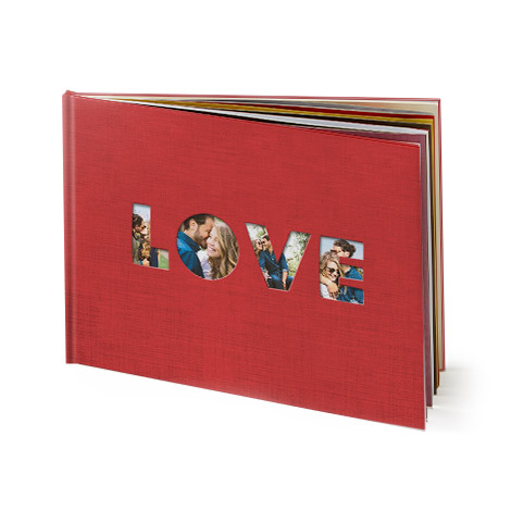 A4 Landscape LOVE Linen Photo Book - Red