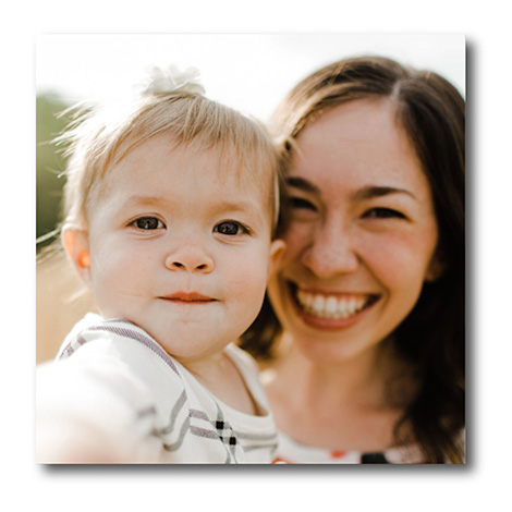 Snapfish Photo Tile featuring a full photo image of a mother and child