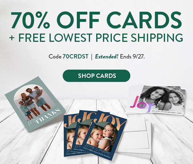 70% off Cards + FREE shipping