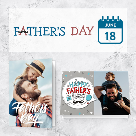 Two father's day cards with date 18 June