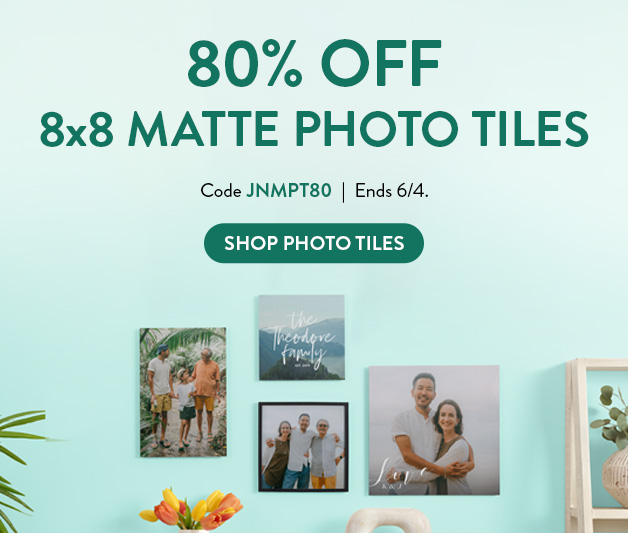 80% off 8x8 Matte Photo Tiles