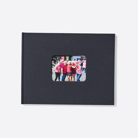 An image of 11" x 8" (28x20cm) Personalised Linen Photo Book (Black) | By Truprint